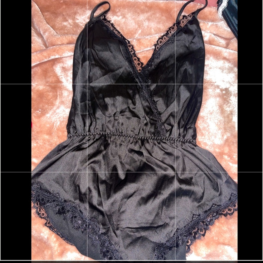 Black lace lingerie romper